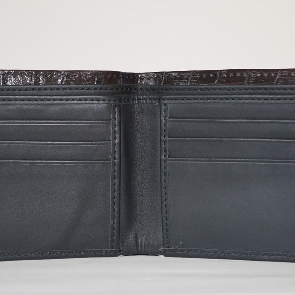 Genuine Cow Napa crocodile tex with sold black  men wallet - Picture 4 of 7